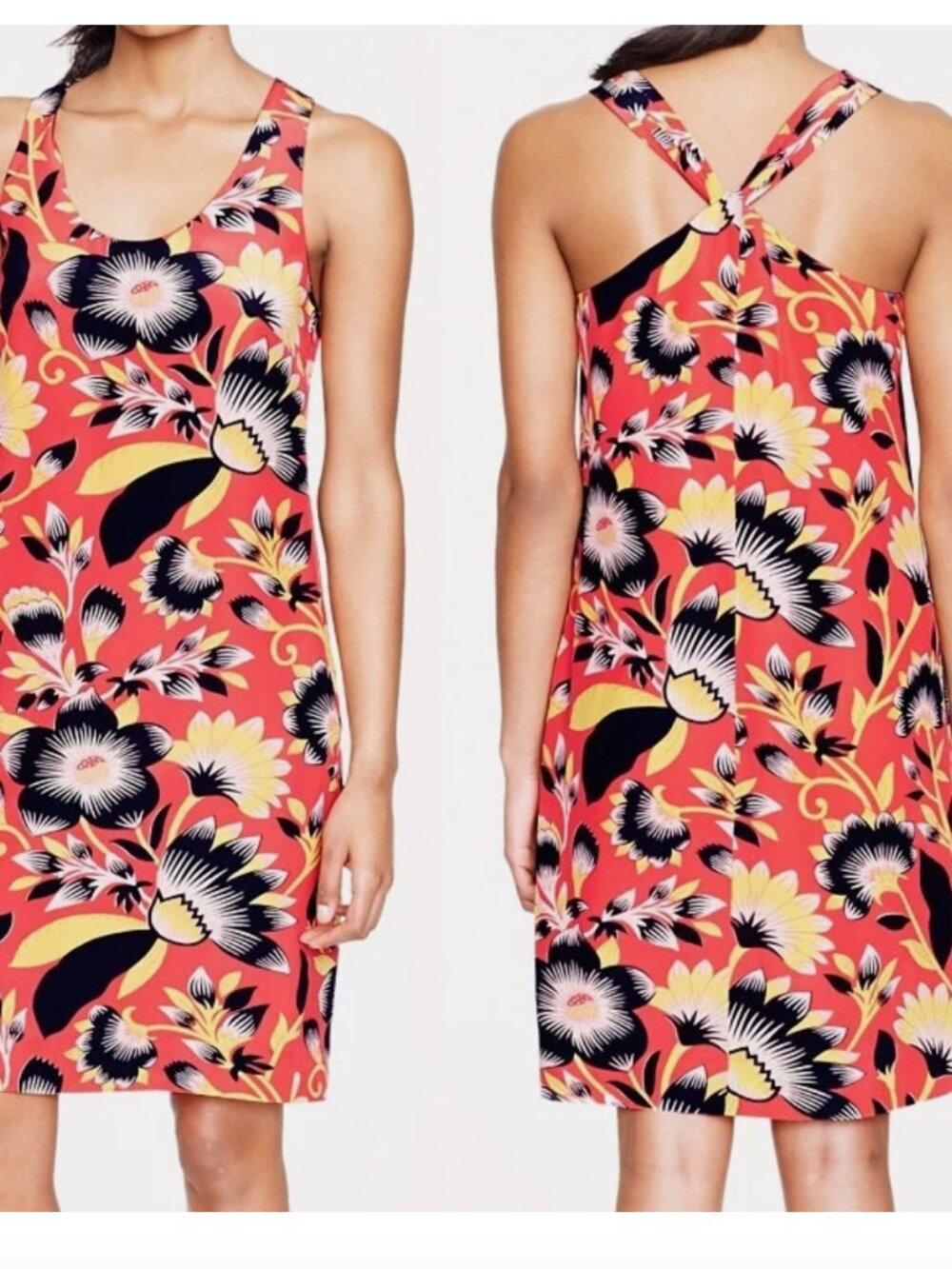J. Crew Floral Print Twist Back Dress